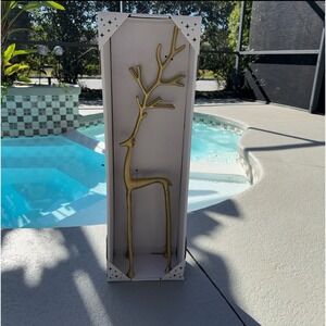 Aldi Merry Moments Sculpted GOLD‎ Christmas Reindeer Pottery Barn 28" New In Box